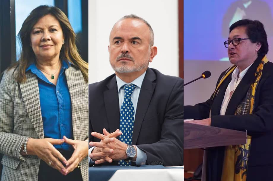 Fiscal general de la Nación, Luz Adriana Camargo (izquierda); ministro de Justicia, Jorge Iván Cuervo (centro), y presidenta de la Sociedad de Activos Especiales (SAE), Amelia Pérez (derecha).