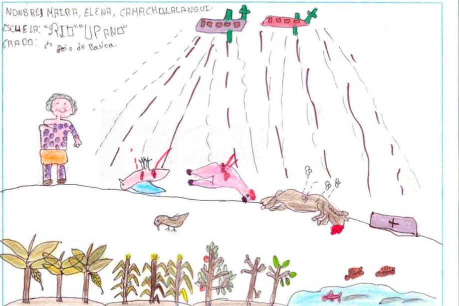 Dibujo hecho por María Elena Camacho, en la escuela Río Upano.