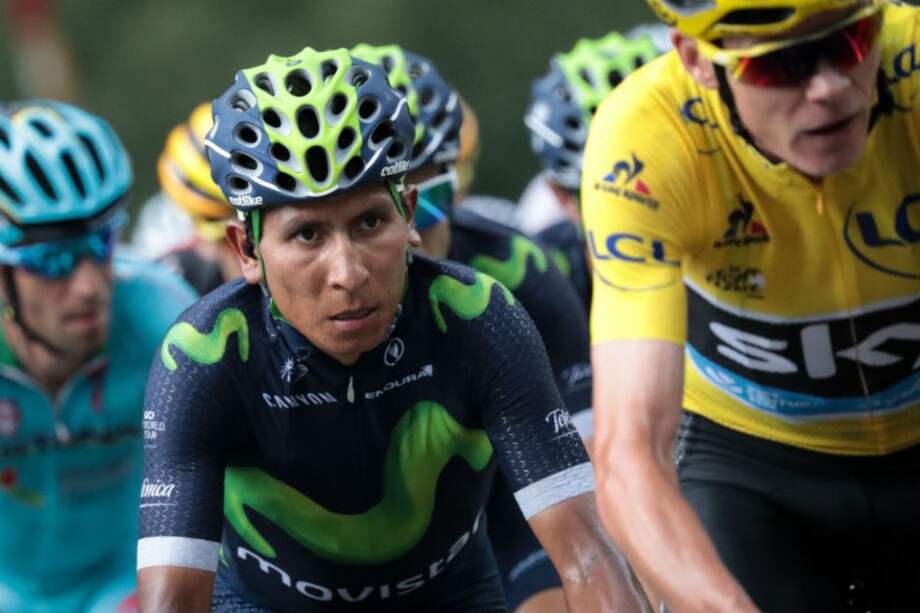 Nairo Quintana durante el ascenso a Andorra a rueda de Chris Froome. Foto: AFP