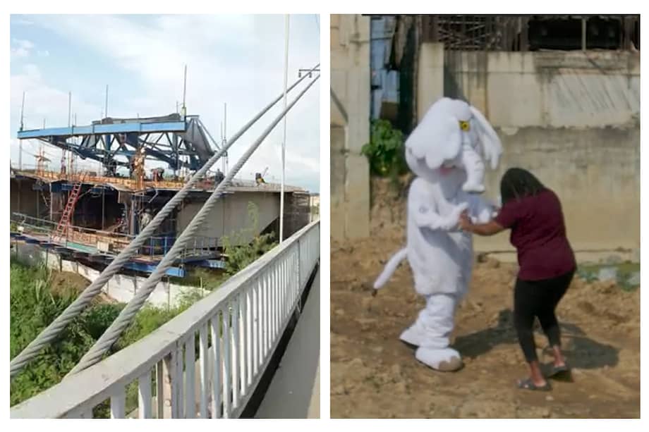 En el video el elefante baila sobre el puente Juanchito y critica las obras que se han realizado en los últimos ocho años en la zona.