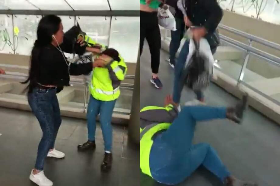 Transmilenio aún no se pronuncia respecto al caso. Captura del video publicado en la cuenta de Twitter @Danielbricen.