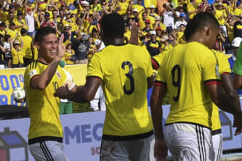 La selección de Colombia venció a Venezuela en la séptima fecha de las eliminatorias a Rusia 2018. Foto: AFP
