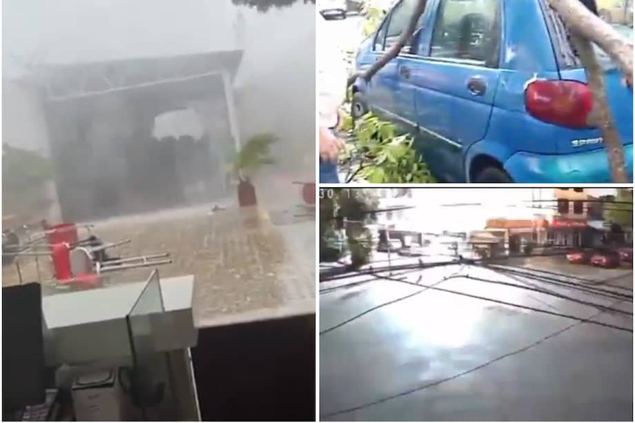 Habitantes y cámaras de seguridad registraron algunos de los daños que dejó el vendaval este lunes.