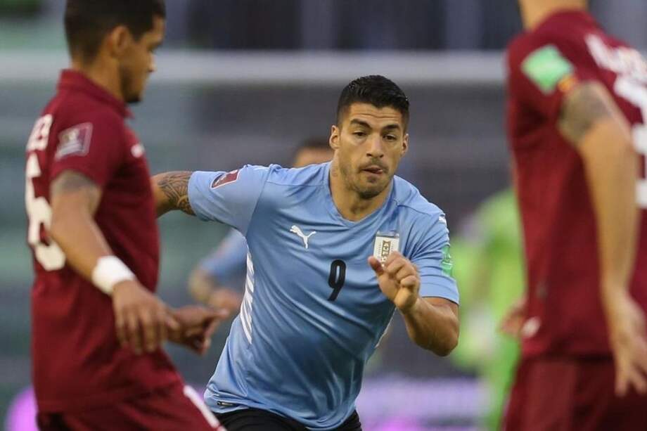 Luis Suárez en el partido de Uruguay contra Venezuela.