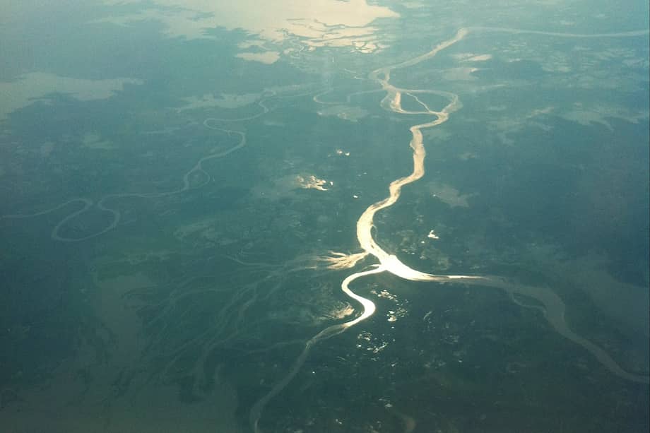 Vista aérea de la Depresión Momposina, donde está un tramo del río Magdalena.