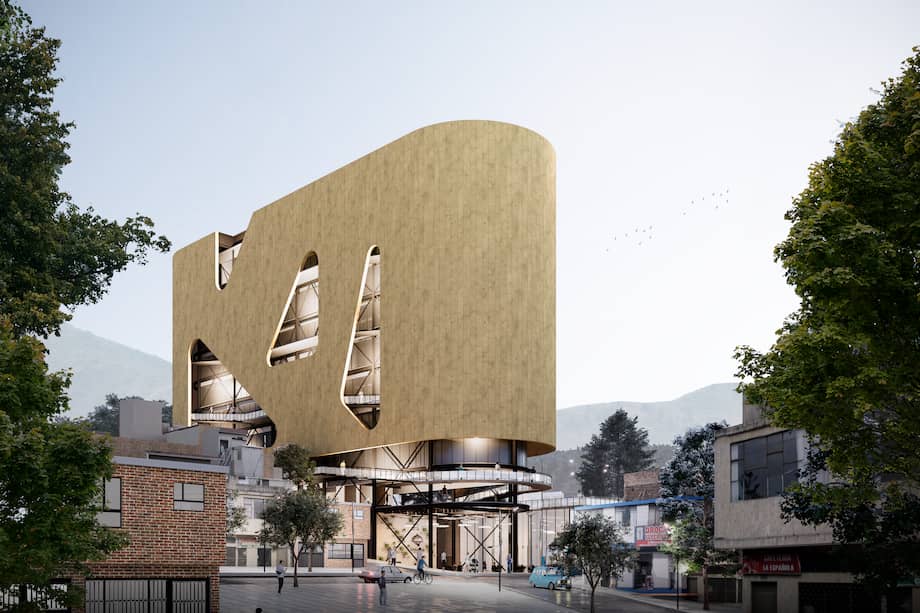 Rénder del nodo multifuncional en el barrio La Gloria.