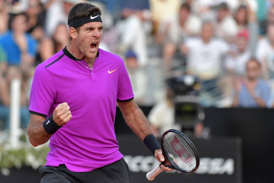 El tenista argentino Juan Martín del Potro, este jueves, en el partido frente a Nishikori. / AFP