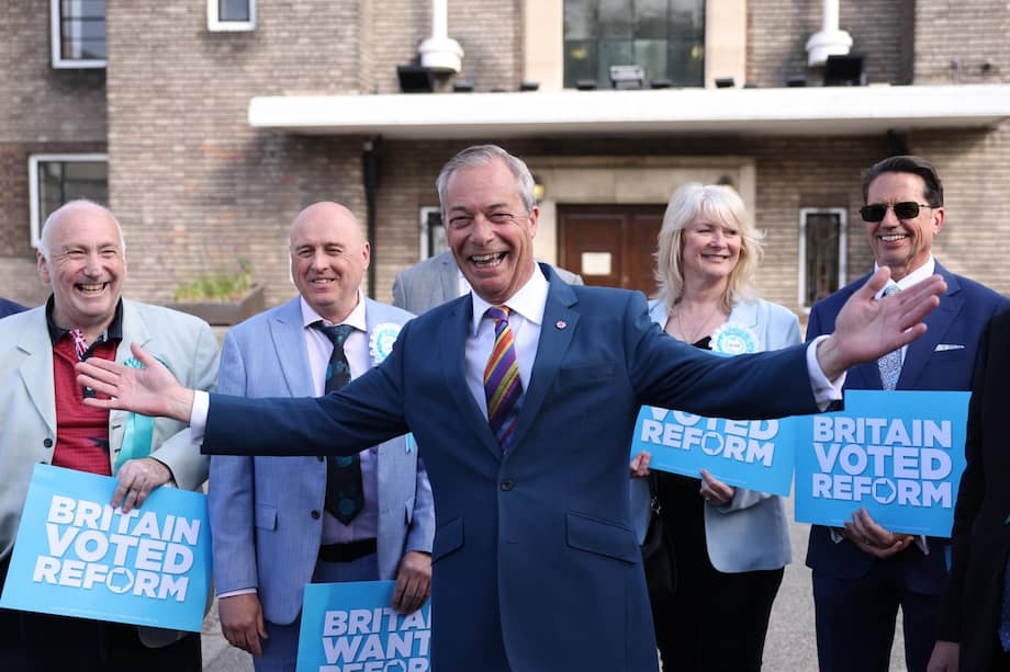 El líder del partido populista de derecha Reform UK, Nigel Farage.