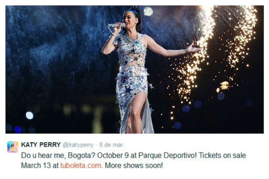 Katy Perry confirma su concierto en Bogotá