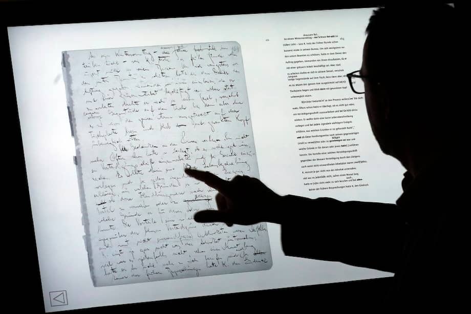 Manuscrito de “El Proceso”, expuesto en Berlín, Alemania, este mes. /EFE