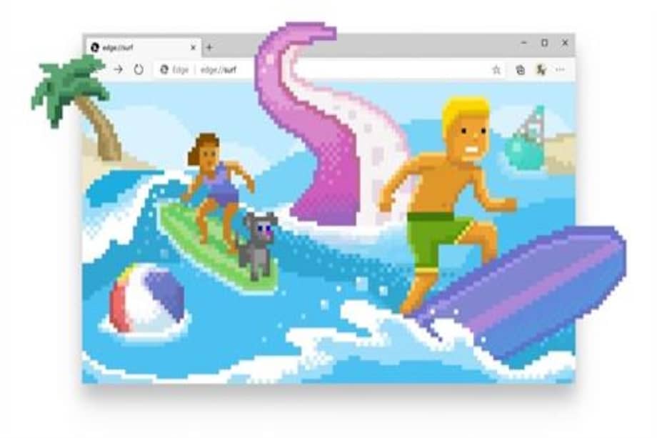 El navegador Microsoft Edge incorporó en su última versión estable su minijuego de surf, que permite a sus usuarios jugar cuando están sin conexión.