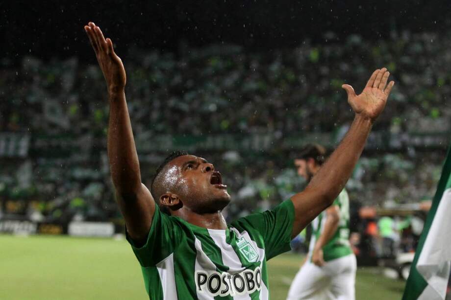 Miguel Borja, el gran goleador de Nacional. / AFP