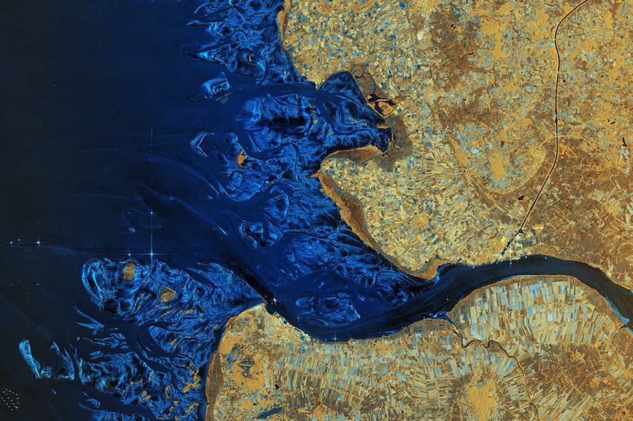 (Imagen de referencia) Al analizar, a través de imágenes satelitales, la evolución de 40 deltas en el mundo, los investigadores de la Universidad de East Anglia (Inglaterra) y de la Universidad de California (Estados Unidos) encontraron que entre el 54 % y el 65 % de las áreas de los deltas globales se están hundiendo./Agencia Espacial Europea.