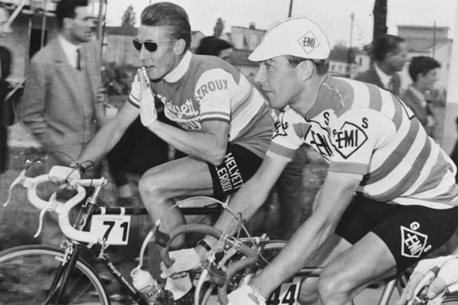 Jacques Anquetil (izq.) también ganó el Giro de Italia y la Vuelta a España.
