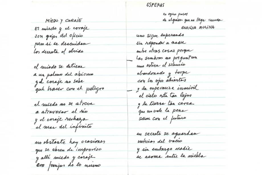 Benedetti donó en 2006 su biblioteca personal al centro de estudios que lleva su nombre en Alicante, la cual emprendió un proceso de catalogación que ha permitido el hallazgo de las composiciones "Miedo y coraje" y "Esperas". Ambos se hallaban guardados en el interior del libro "Insomnios y duermevelas", publicado en 2002.