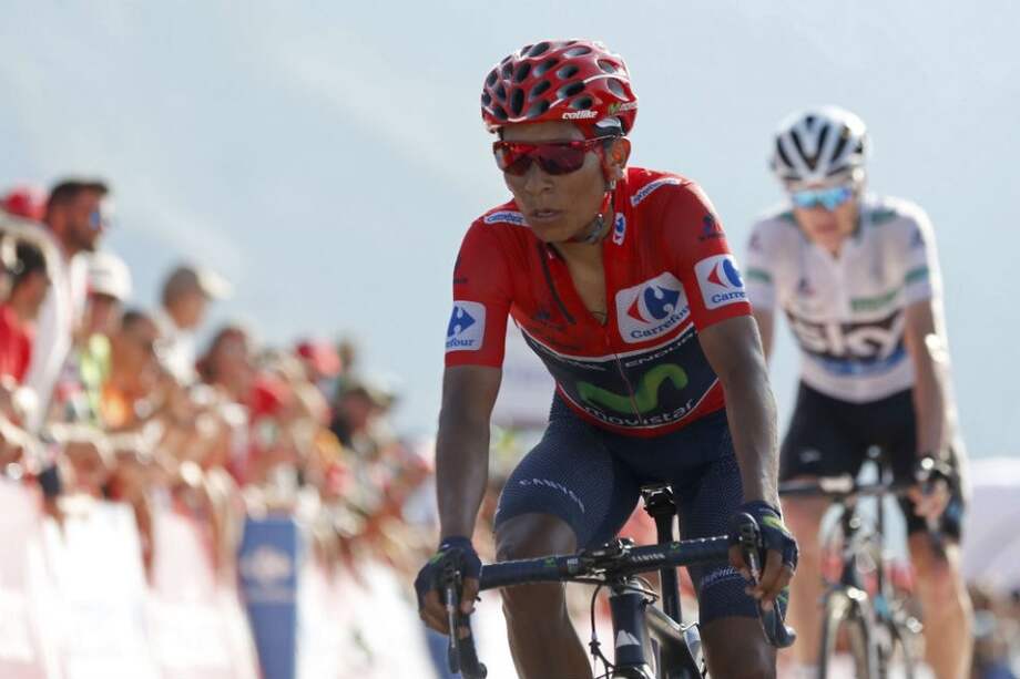 Nairo Quintana y Chris Froome llegando a la meta. Foto: EFE