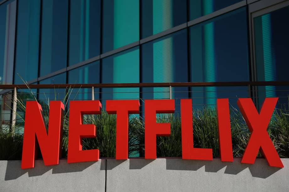 Logo de Netflix en su oficina de Los Ángeles.