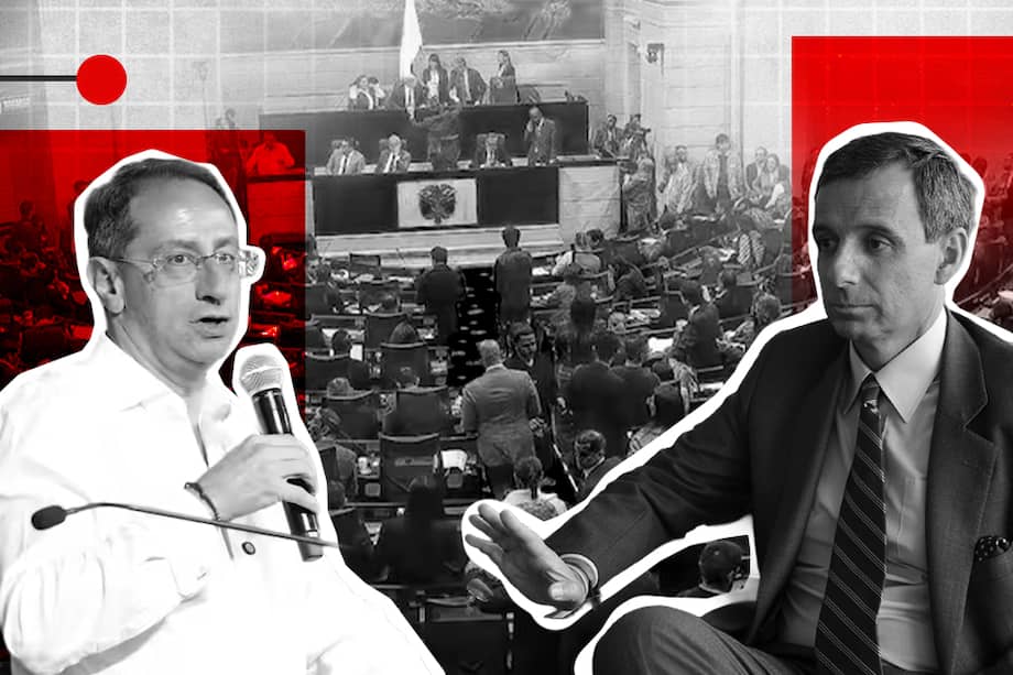 El vicepresidente, José Manuel Restrepo (izq.) y el ministro de Hacienda, Miguel Gómez, dos protagonistas del debate del Presupuesto General de la Nación de 2027.