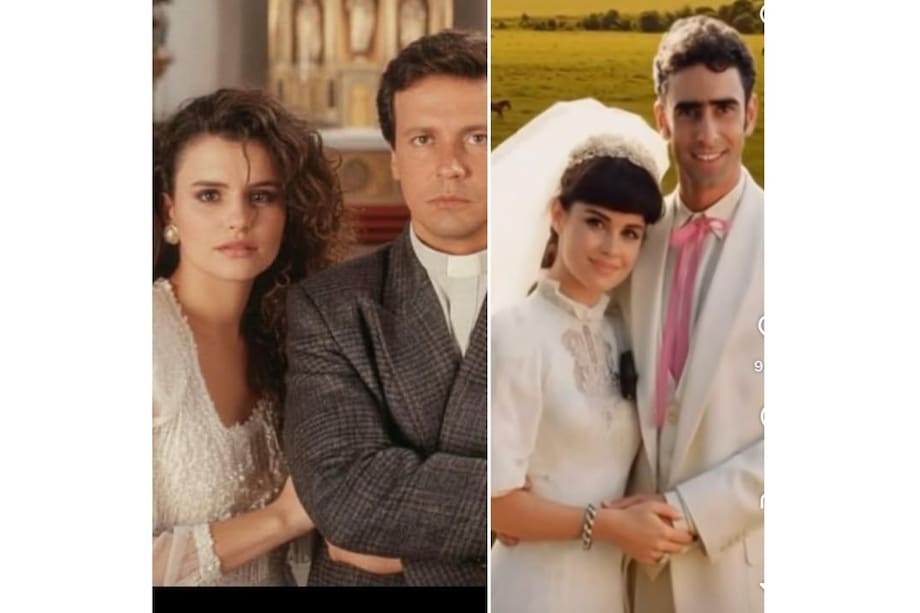 Aura Cristina Geithner en 1992 cuando protagonizó Sangre de lobos (izquierda). La actriz cuando estelarizó La potra zaina con Miguel Varoni en 1993 (derecha)