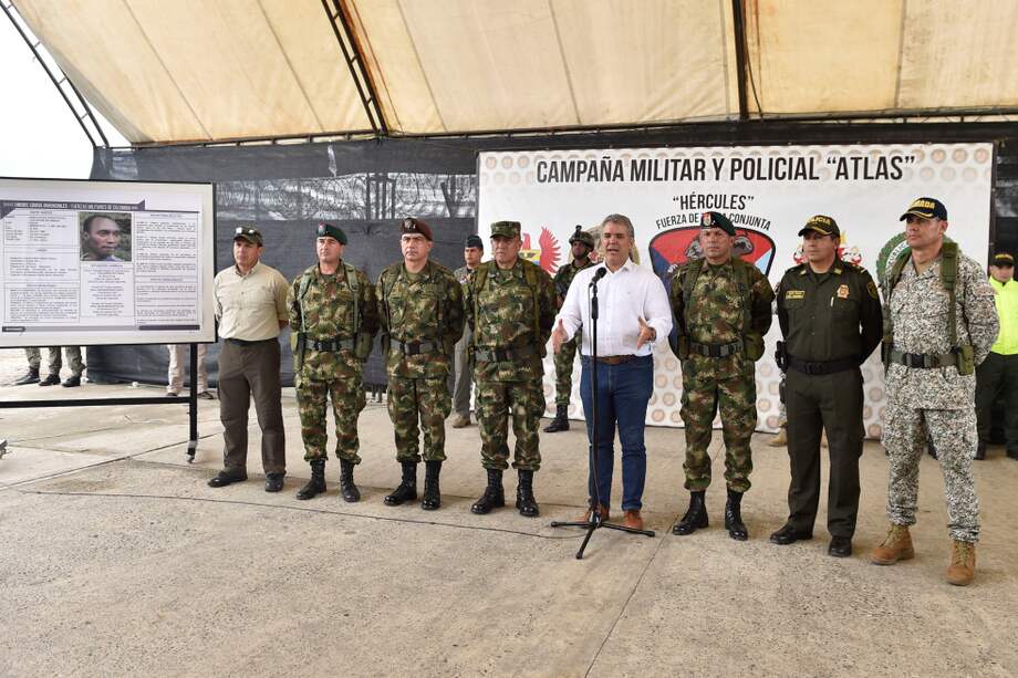 El presidente Duque viajó a Tumaco luego de que se confirmara que "Guacho" había muerto en combate con la Fuerza Pública. / Presidencia