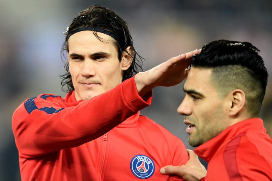 Falcao y Cavani, goleadores de la Ligue 1. / AFP