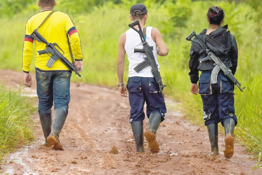 Miembros de la disidencia de las Farc en Guaviare, que militaban en los frente primero y séptimo. / AFP