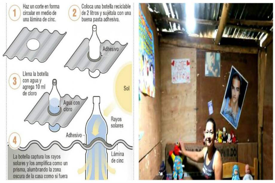 Una alternativa ecológica para iluminar el hogar con botellas de agua.