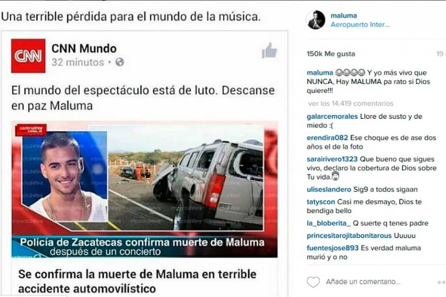 Imagen tomada de Instagram.com/maluma.
