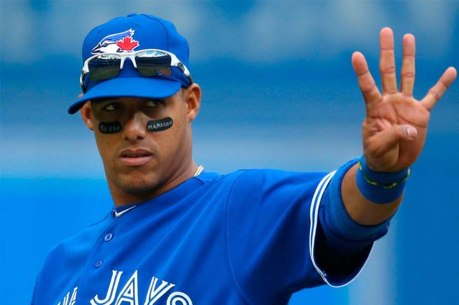 Yunel Escobar con su polémica frase bajo sus ojos / Getty Images - AFP