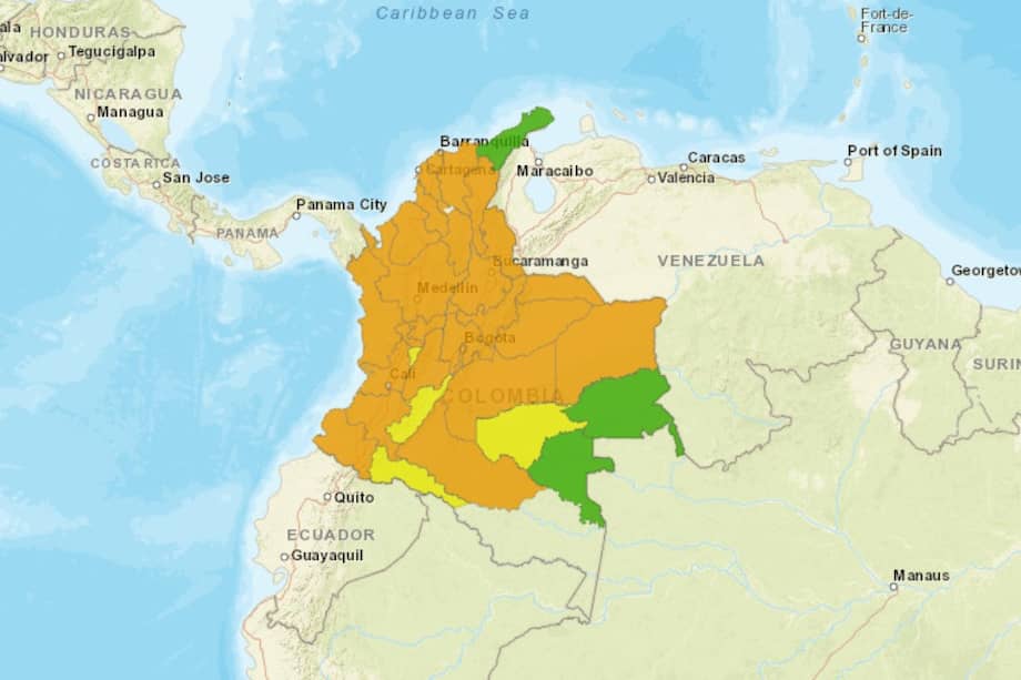 En color naranja se puede observar los departamentos que tienen una disponibilidad menor al 35%