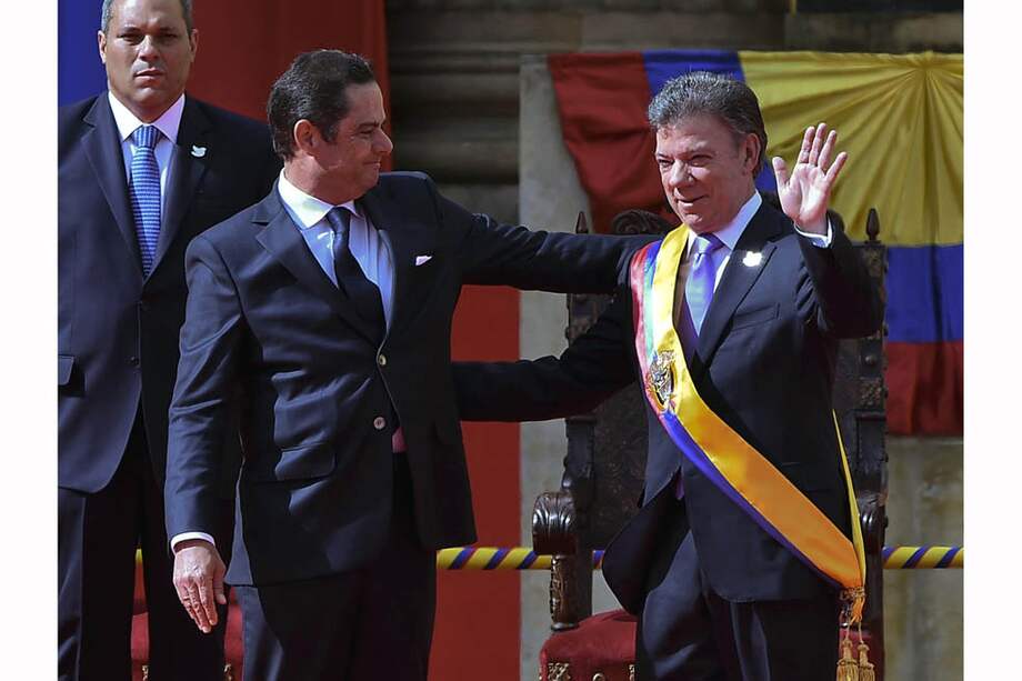 El presidente Juan Manuel Santos con su vicepresidente, Germán Vargas Lleras. / AFP