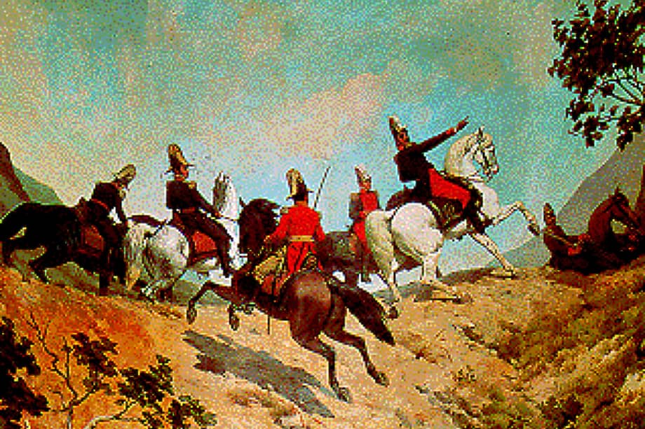 Detalle del Oleo sobre tela de la Batalla de Carabobo, mural ubicado en el Capitolio Nacional de Venezuela.