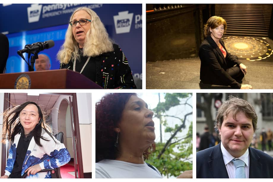 De izquierda a derecha y de arriba a abajo: Rachel Levine; Petra de Sutter; Audrey Tang; Tamara Adrián y Jamie Wallis.