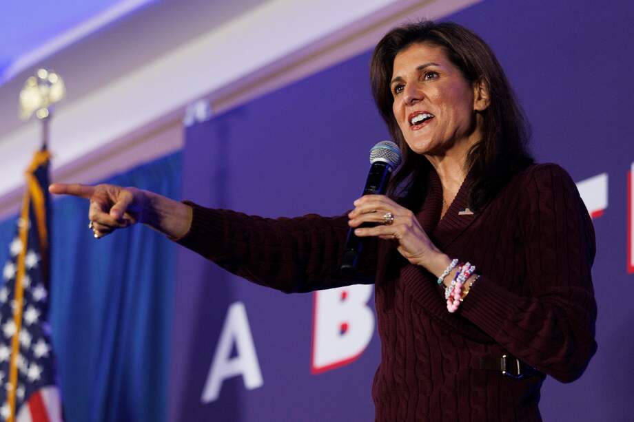 La candidata republicana a la presidencia, Nikki Haley, durante un evento en Massachusetts.