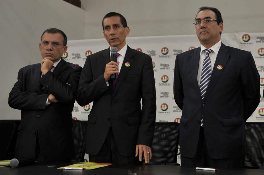 Jimmy Chamorro encabezará la lista de la U al Senado. Lo acompañan Roy Barreras, senador, y Sergio Díaz-Granados, presidente de la U. / Andrés Torres