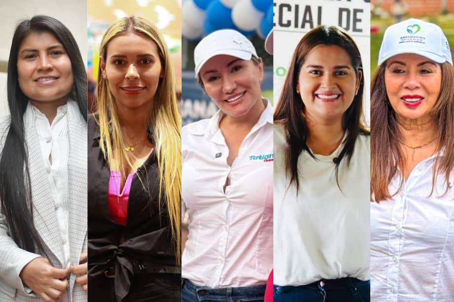 Karen Manrique, Karen Juliana López, Tatiana Gaona, Laura Vanessa Díaz y María Janeth Sabogal, ganadora de curules de paz para el periodo 2026-2030.