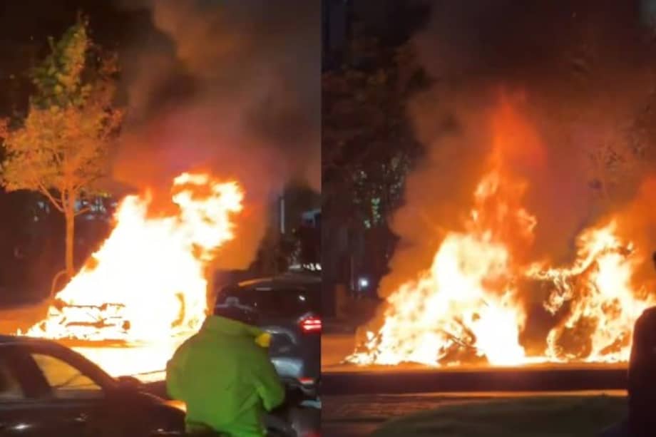 Incendio de vehículo de alta gama en la calle 134, en el sector de Colina Campestre, en la localidad de Suba.