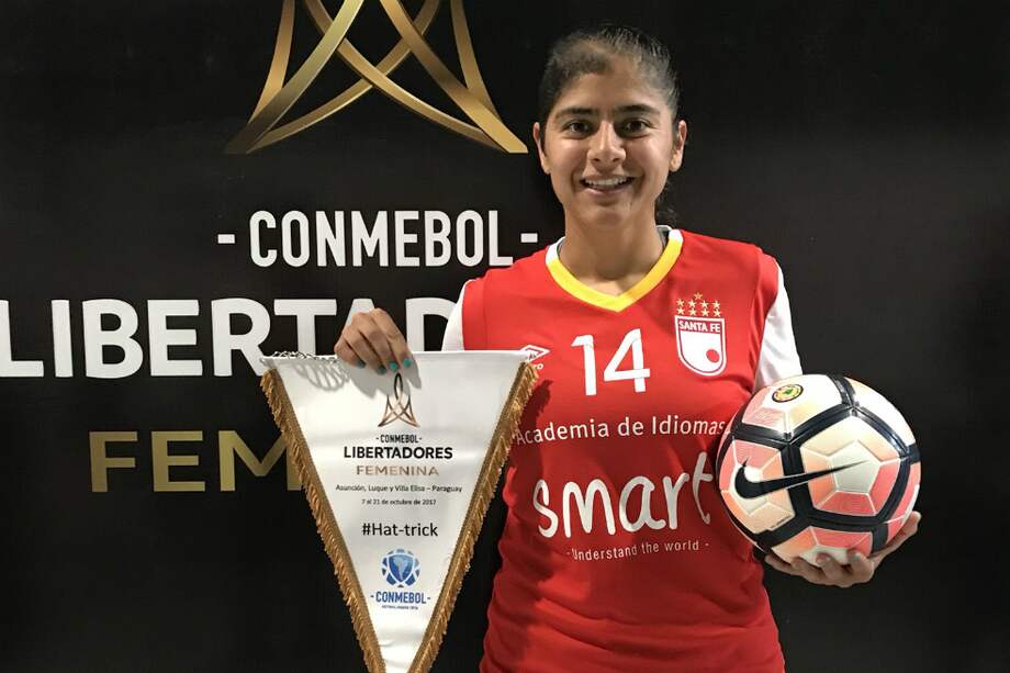 Catalina Usme, la mejor de Santa Fe en el debut en la Copa Libertadores Femenina. / @SantaFe