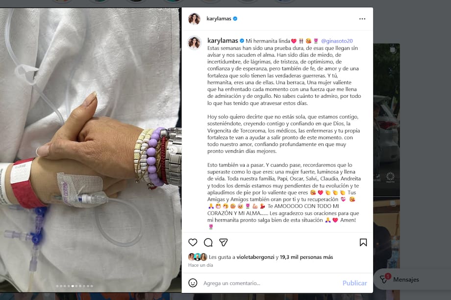 Esta fue una de las imágenes con las que Ana Karina Soto acompañó su mensaje a Gina Soto.