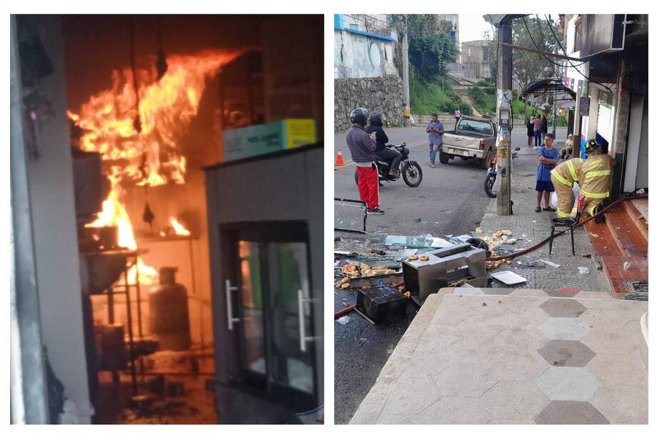 El cilindro de gas explotó dentro de una panadería, en Yarumal (Antioquia).