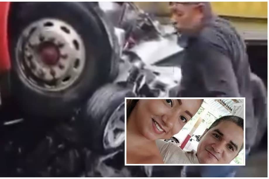 El accidente ocurrió en medio de un trancón en la vía entre Buga y Buenaventura. El vehículo quedó atrapado entre dos tractomulas tras el choque trasero de una de ellas.