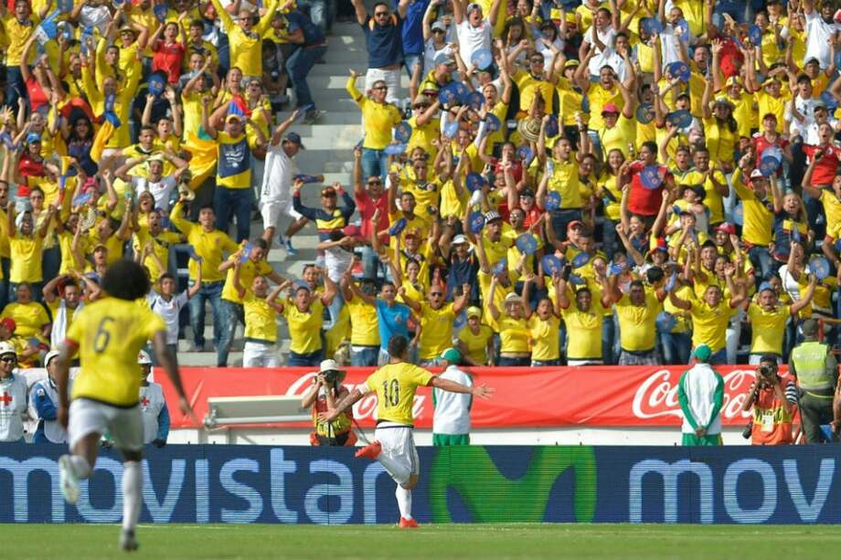 James Rodríguez celebra el gol con el que abrió el gol en el Metropolitano. Foto: AFP