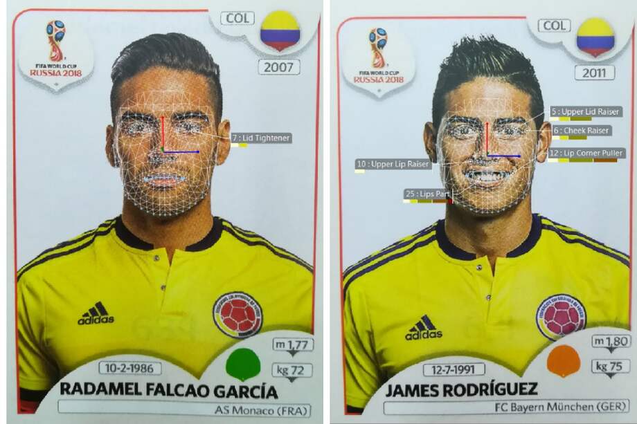 Después de analizar casi 5.000 fotografías de Panini, estos economistas encontraron una correlación entre cuán feliz o enojados estaban los jugadores con sus fracasos y triunfos dentro de la cancha. / Imágenes de Panini analizadas por Astrid Hopfensitza y Cesar Mantilla a través de Face Reader 6.0.