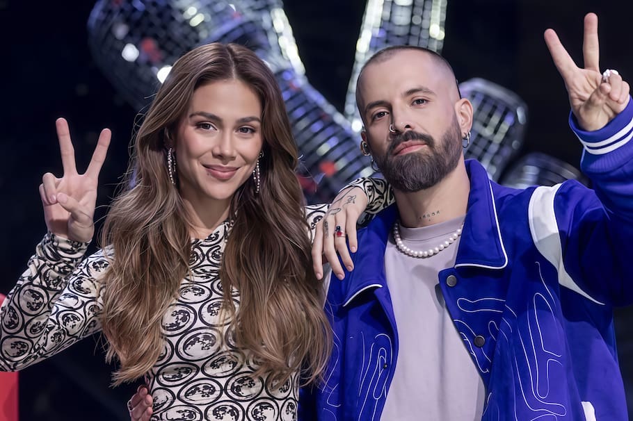 Greeicy y Mike Bahía en 'La Voz'.