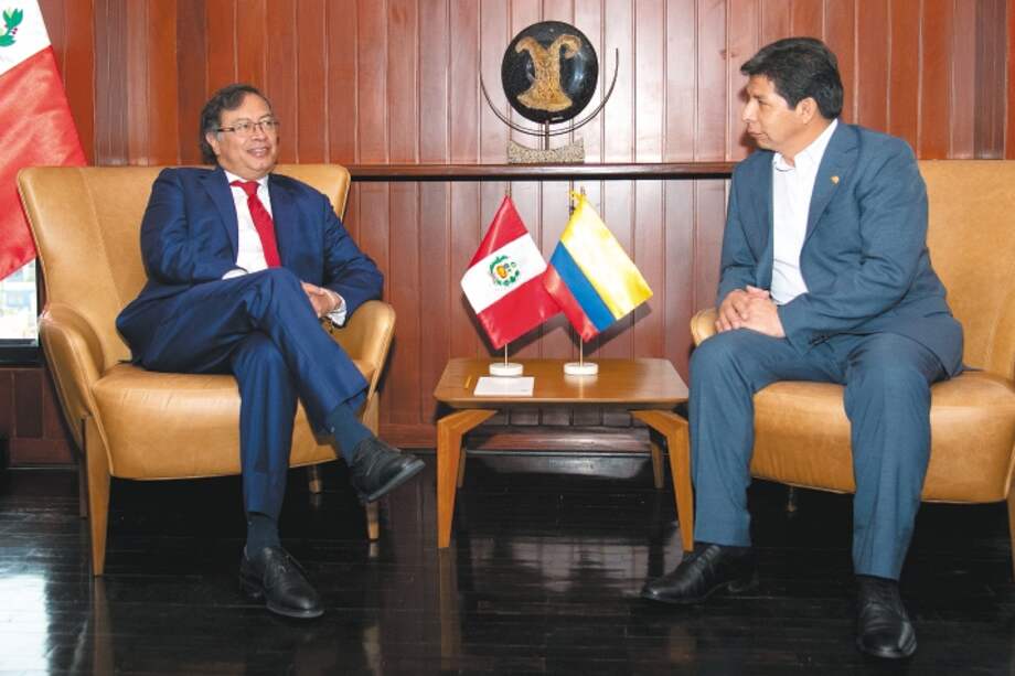 Imagen de Gustavo Petro y Pedro Castillo durante la reunión del 29 de agosto de 2022.