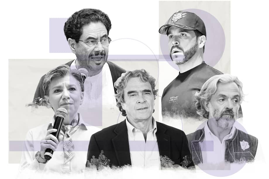 Iván Cepeda, Abelardo de la Espriella, Claudia López, Sergio Fajardo y Juan Daniel Oviedo.