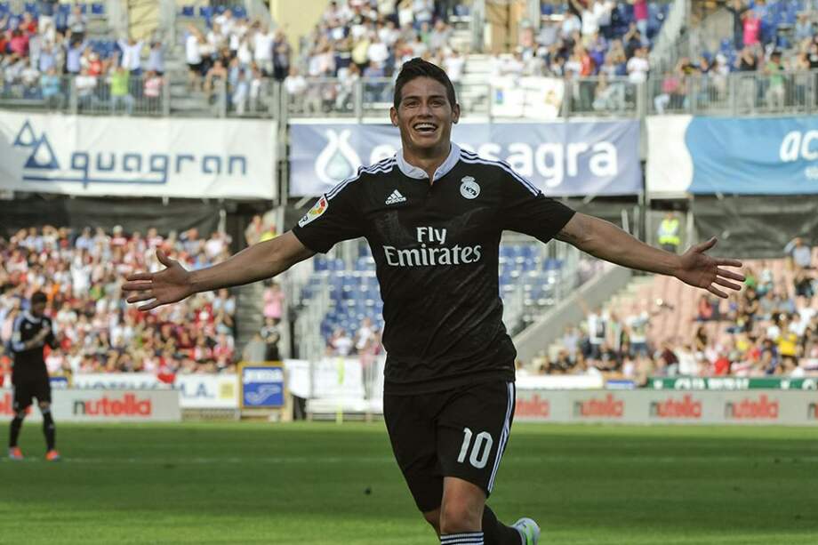 james Rodríguez celebra su primer gol en el partido contra el Granada. Foto: EFE