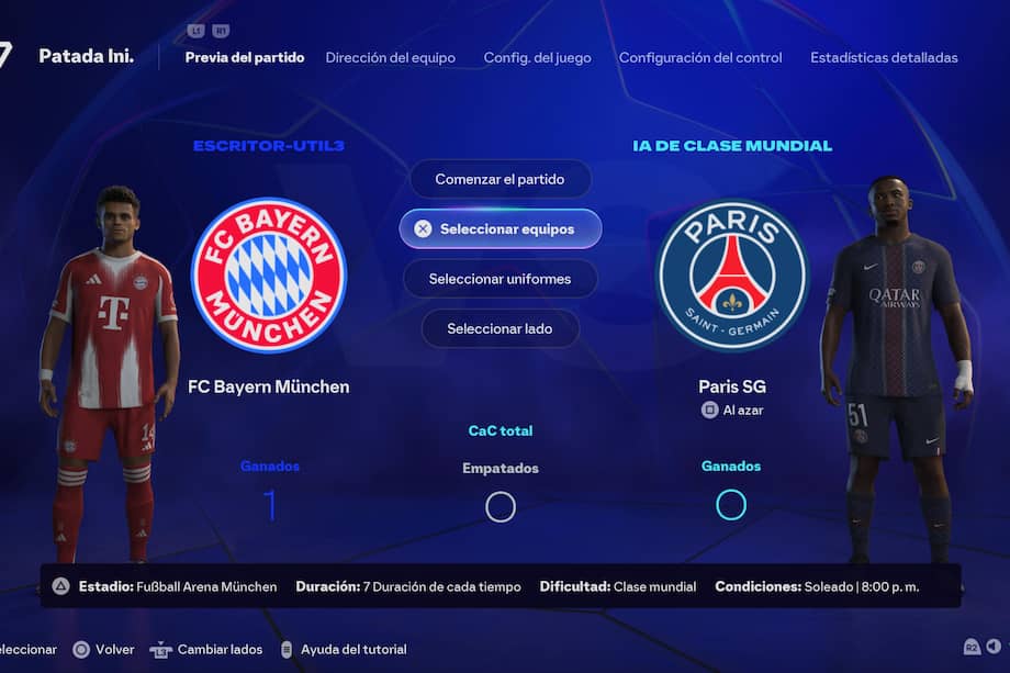 Luis Díaz con la camiseta del Bayern Múnich y Willam Pacho con la del París Saint-Germain en EA Sports FC 26.