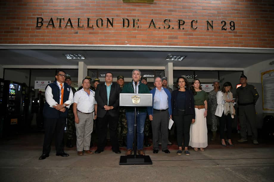 El presidente Iván Duque en declaraciones a la prensa en Popayán, Cauca. / Presidencia