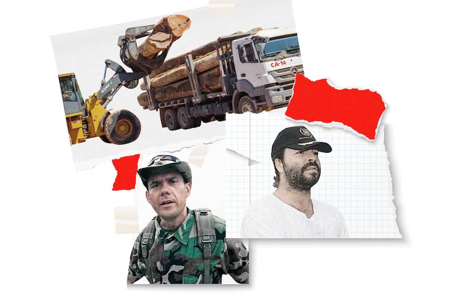 Carlos Castaño (izq.) tenía como ficha en el Urabá chocoano a alias “el Alemán” (der.) / Ilustración: Éder Rodríguez